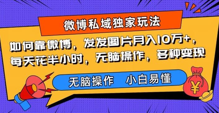 如何靠微博，发发图片月入10万+，‌每天花半小时，无脑操作，多种变现-AI网创