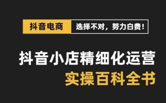 抖音小店精细化运营百科全书，保姆级运营实操讲解-AI网创