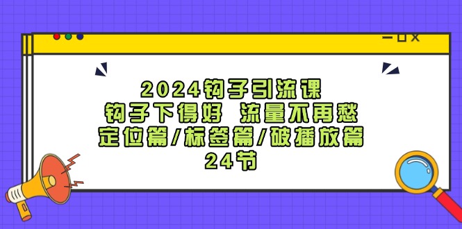 2024钩子引流课：钩子下得好流量不再愁，定位篇/标签篇/破播放篇/24节-AI网创