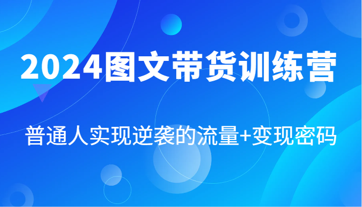 2024图文带货训练营，普通人实现逆袭的流量+变现密码(87节课)-AI网创