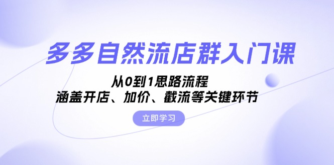 多多自然流店群入门课，从0到1思路流程，涵盖开店、加价、截流等关键环节-AI网创