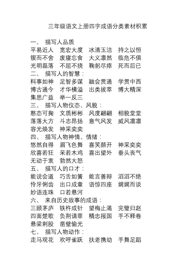 三上语文-语文成语分类素材积累-自学网资源
