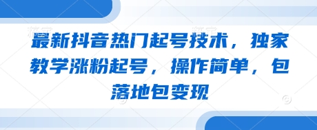 最新抖音热门起号技术，独家教学涨粉起号，操作简单，包落地包变现-AI网创