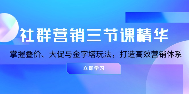 社群营销三节课精华：掌握叠价、大促与金字塔玩法，打造高效营销体系-AI网创