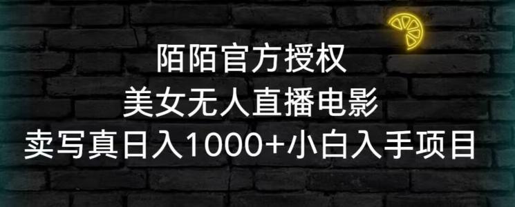 陌陌官方授权美女无人直播电影，卖写真日入1000+小白入手项目【揭秘】-AI网创