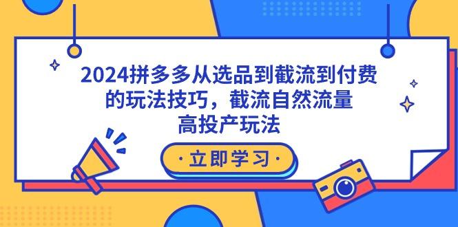 2024拼多多从选品到截流到付费的玩法技巧，截流自然流量玩法，高投产玩法-AI网创
