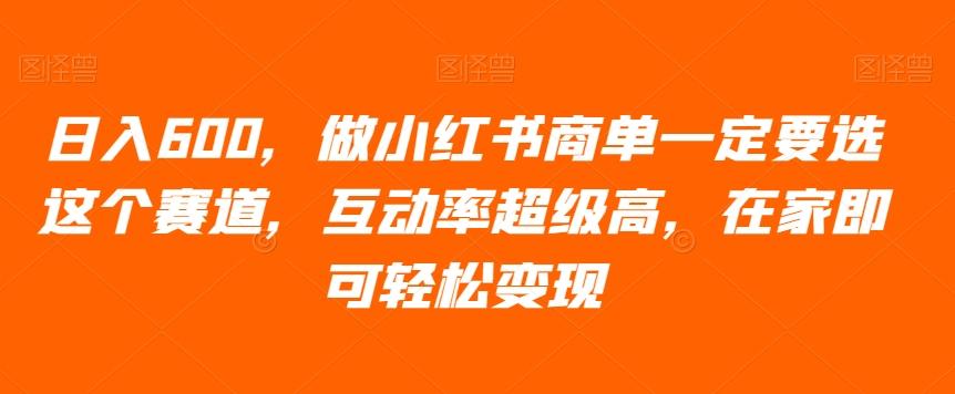 日入600，做小红书商单一定要选这个赛道，互动率超级高，在家即可轻松变现-AI网创