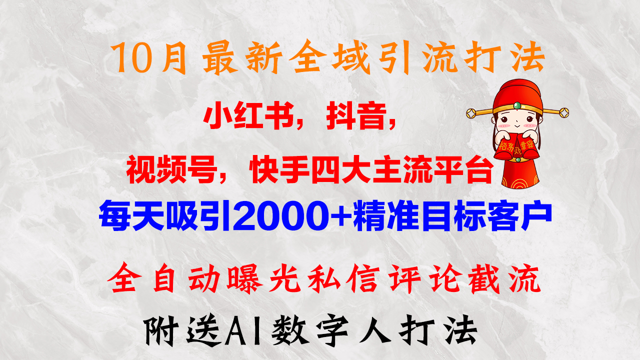 10月最新小红书，抖音，视频号，快手四大平台全域引流，，每天吸引2000…-AI网创