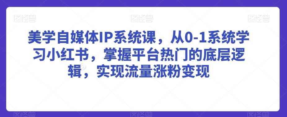 美学自媒体IP系统课，从0-1系统学习小红书，掌握平台热门的底层逻辑，实现流量涨粉变现-AI网创