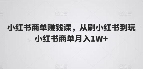小红书商单赚钱课，从刷小红书到玩小红书商单月入1W+-AI网创
