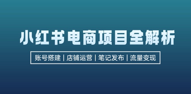 小红书电商项目全解析，包括账号搭建、店铺运营、笔记发布  实现流量变现-AI网创