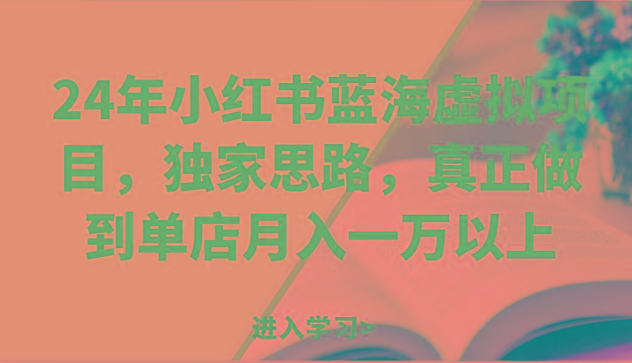 24年小红书蓝海虚拟项目，独家思路，真正做到单店月入一万以上。-AI网创