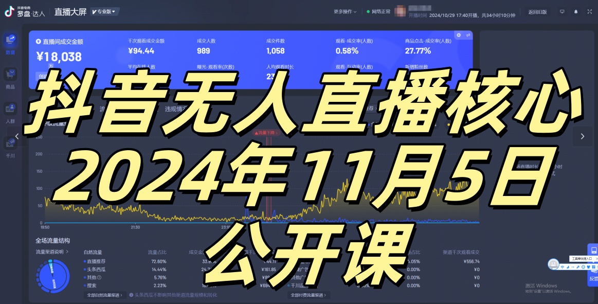 抖音无人直播核心公开课，咸鱼翻身小白可做带有睡后收入月入过万太简单【揭秘】-AI网创