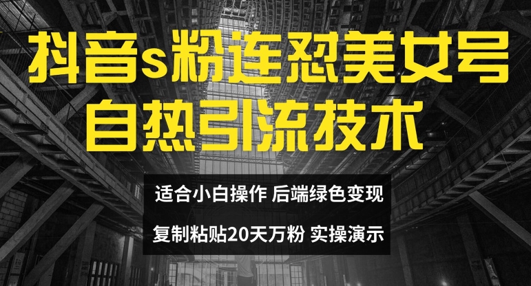 抖音s粉连怼美女号自热引流技术复制粘贴，20天万粉账号，无需实名制，矩阵操作【揭秘】-AI网创