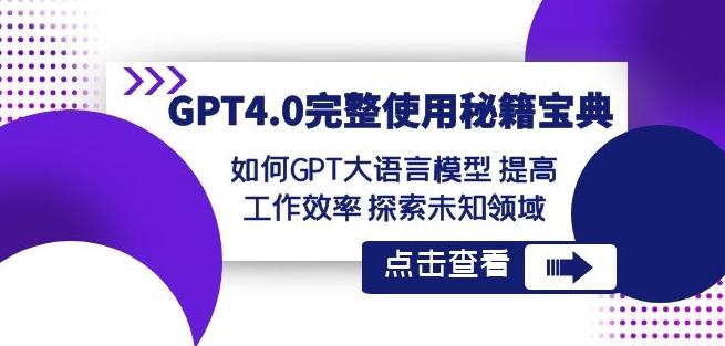 GPT4.0完整使用-秘籍宝典：如何GPT大语言模型提高工作效率探索未知领域-AI网创