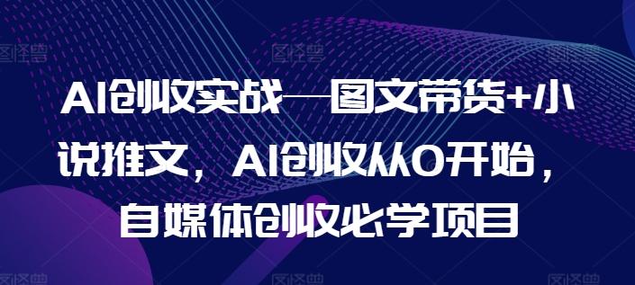 AI创收实战—图文带货+小说推文，AI创收从0开始，自媒体创收必学项目-AI网创
