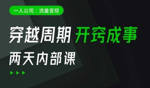 一人公司：流量变现课，一人公司的方法模型拆解， 拆解富人思维，流量思维，小老板思维等-AI网创