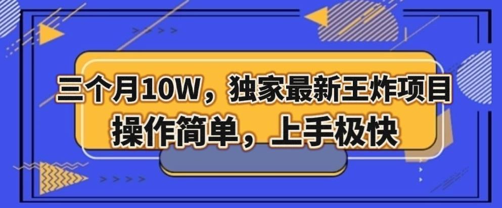三个月10W，独家最新王炸项目！操作简单，上手极快【揭秘】-AI网创