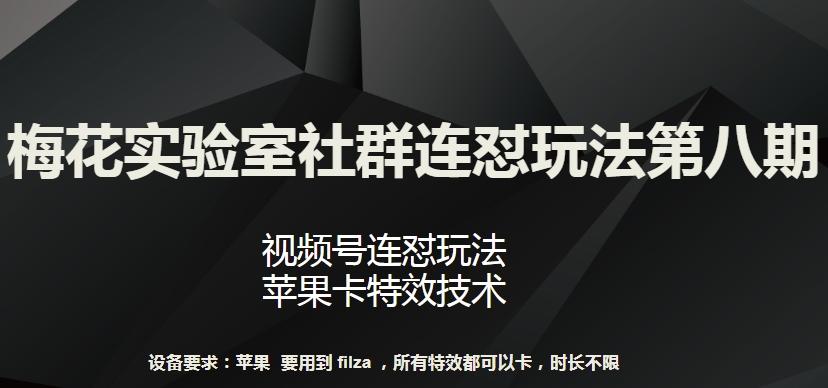 梅花实验室社群连怼玩法第八期，视频号连怼玩法 苹果卡特效技术【揭秘】-AI网创
