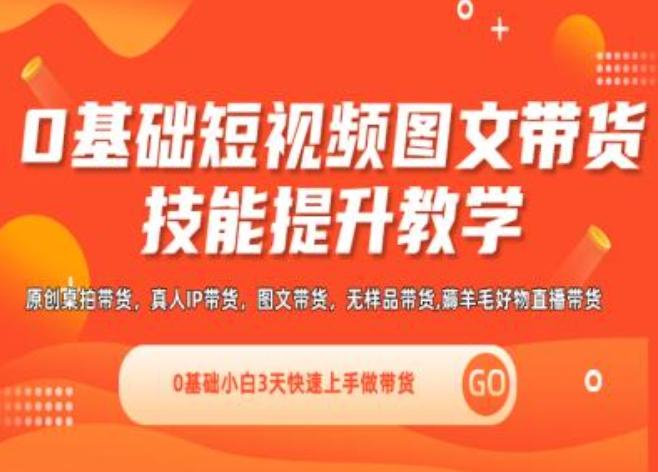 0基础短视频图文带货实操技能提升教学(直播课+视频课),0基础小白3天快速上手做带货-AI网创