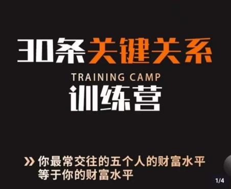 30条关键关系训练营，你关系最近的5个人决定你的财富水平-AI网创