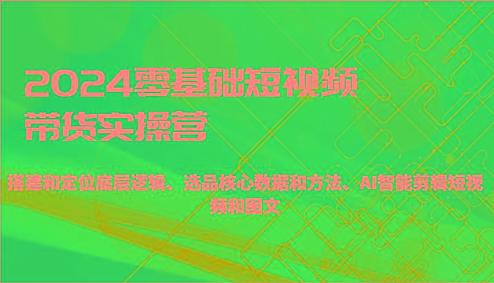 2024零基础短视频带货实操营-搭建和定位底层逻辑、选品核心数据和方法、AI智能剪辑-AI网创