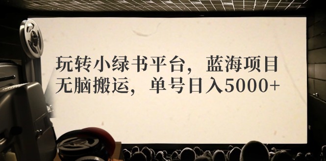玩转小绿书平台，蓝海项目，无脑搬运，单号日入5000+-AI网创