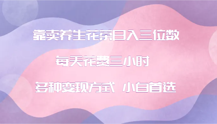 靠卖养生花茶日入三位数，每天花费三小时 多种变现方式 小白首选-AI网创