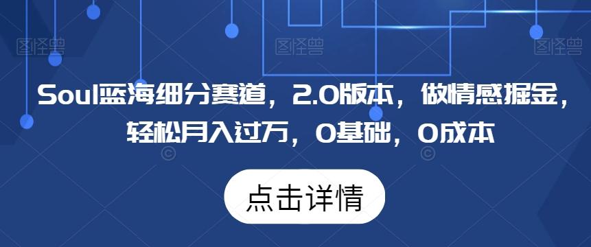 Soul蓝海细分赛道，2.0版本，做情感掘金，轻松月入过万，0基础，0成本-AI网创