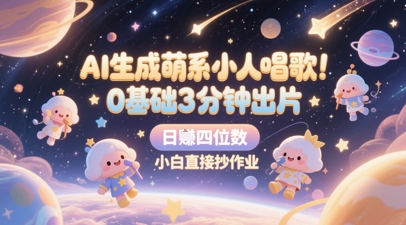AI生成萌系小人唱歌，0基础3分钟出片，28个作品涨粉8.9W，单条最高19W赞，日入四位数，小白直接抄作业-AI网创