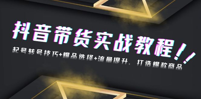 抖音带货实战教程：起号转号技巧+爆品选择+流量提升，打造爆款商品-AI网创