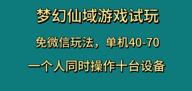 梦幻仙域游戏试玩，免微信玩法，单机40-70，一个人同时操作十台设备【揭秘】-AI网创
