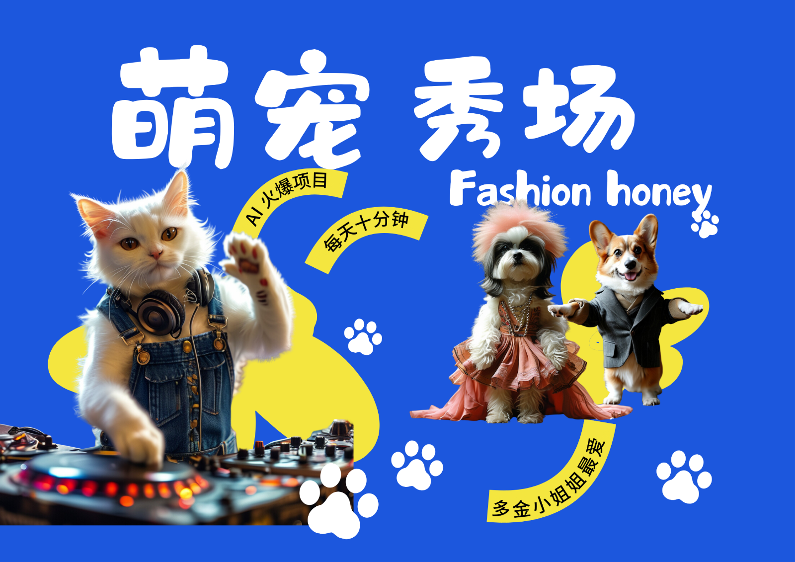 酷飒动物跳舞走秀 时尚喵FASHION汪 多金小姐姐最爱的 轻松月入破W-AI网创