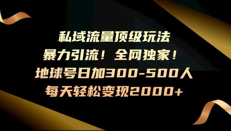 暴力引流，全网独家，地球号日加300-500人，私域流量顶级玩法，每天轻松变现2000+-AI网创