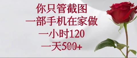 你只管截图，一部手机在家操作，一小时120.一天5张【揭秘】-AI网创