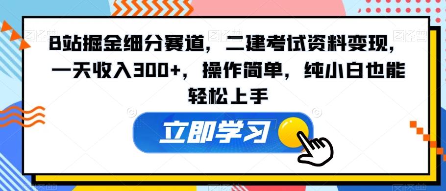 B站掘金细分赛道，二建考试资料变现，一天收入300+，操作简单，纯小白也能轻松上手-AI网创