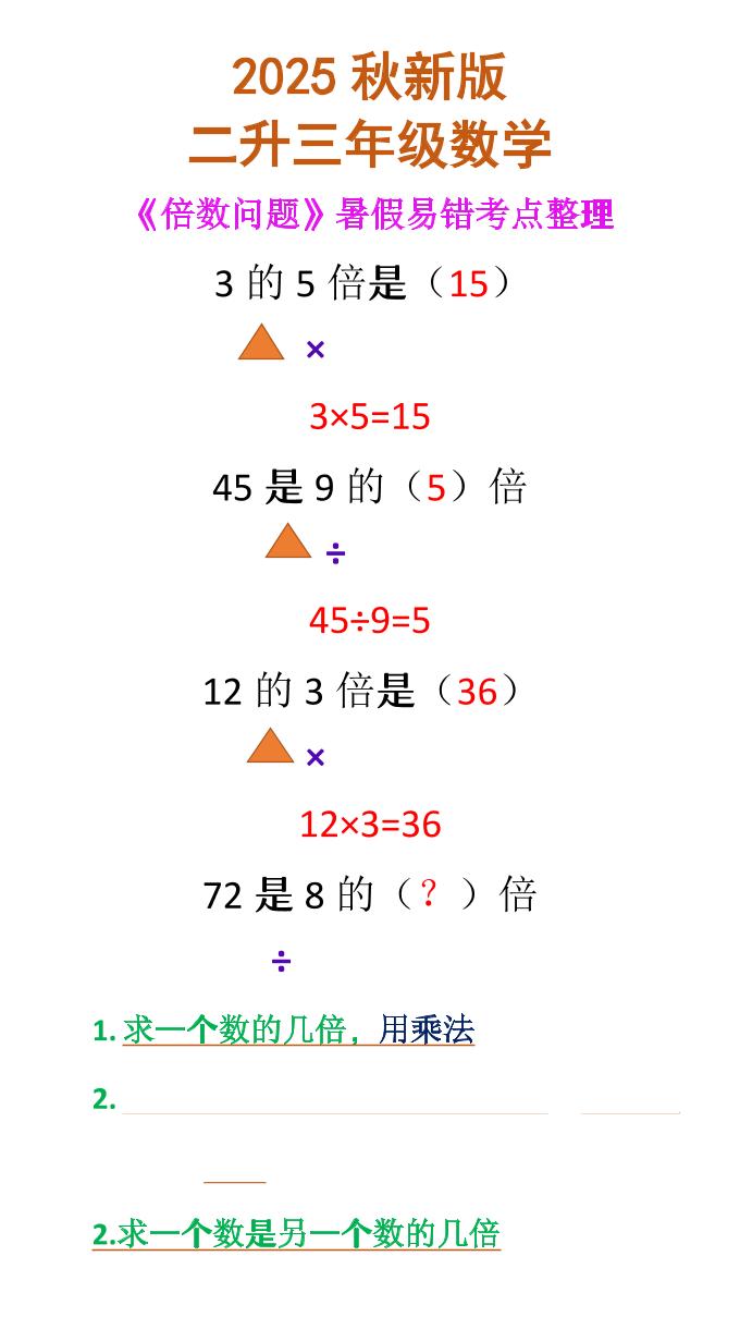 【2025秋新版】二升三年级数学《倍数问题》-三上数学-自学网资源