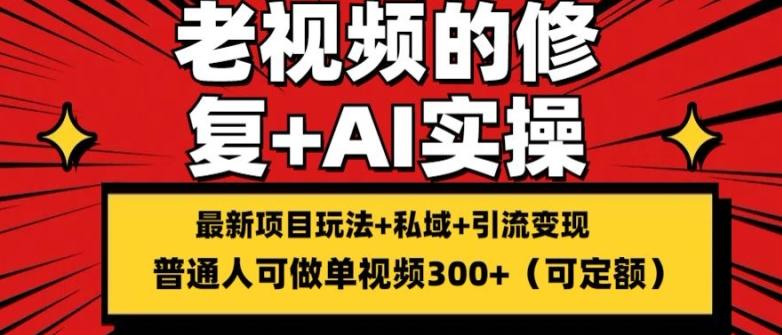 修复老视频的玩法，搬砖+引流的变现(可持久)，单条收益300+【揭秘】-AI网创