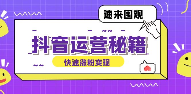 抖音运营涨粉秘籍：从零到一打造盈利抖音号，揭秘账号定位与制作秘籍-AI网创