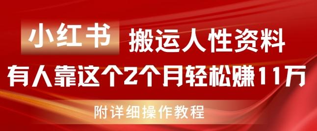 小红书搬运人性资料，有人靠这个2个月轻松赚11w，附教程【揭秘】-AI网创