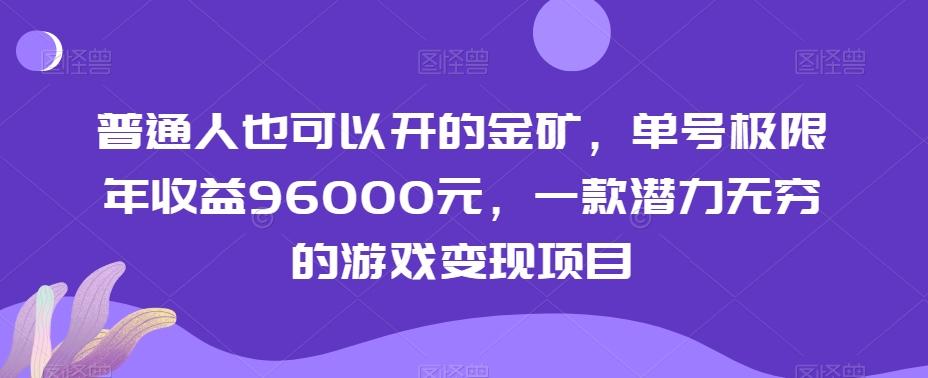 普通人也可以开的金矿，单号极限年收益96000元，一款潜力无穷的游戏变现项目【揭秘】-AI网创