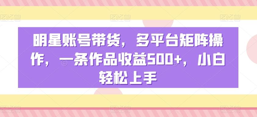明星账号带货，多平台矩阵操作，一条作品收益500+，小白轻松上手【揭秘】-AI网创