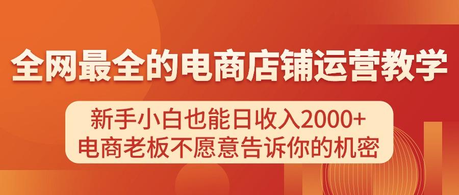 电商店铺运营教学，新手小白也能日收入2000+，电商老板不愿意告诉你的机密-AI网创