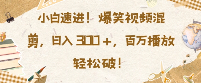 小白速进，爆笑视频混剪，日入3张，百万播放轻松破【揭秘】-AI网创