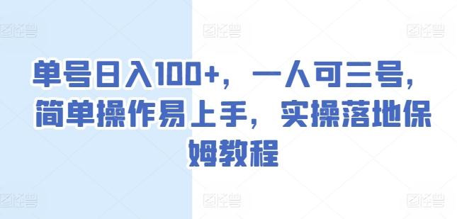 单号日入100+，一人可三号，简单操作易上手，实操落地保姆教程【揭秘】-AI网创