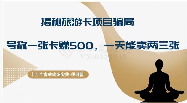 十万个富翁修炼宝典之5.揭秘旅游卡项目骗局，号称“一张卡赚500，一天能卖两三张”-AI网创