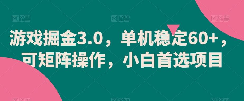 游戏掘金3.0，单机稳定60+，可矩阵操作，小白首选项目【揭秘】-AI网创