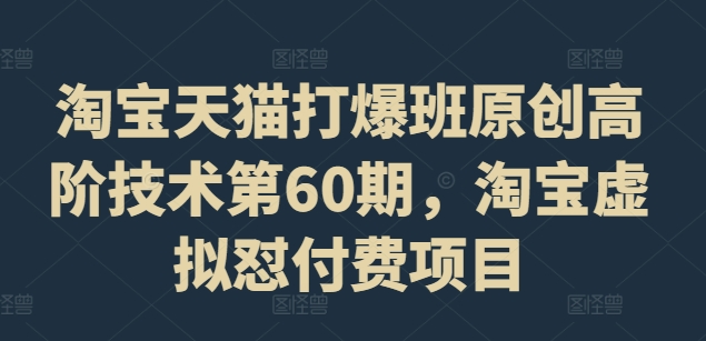 淘宝天猫打爆班原创高阶技术第60期，淘宝虚拟怼付费项目-AI网创