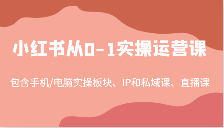 小红书从0-1实操运营课，包含手机/电脑实操板块、IP和私域课、直播课(97节)-AI网创