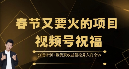 春节又要火的项目视频号祝福，分成计划+带货双收益，轻松月入几个W【揭秘】-AI网创